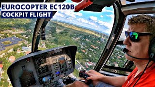 Eurocopter EC120 ONBOARD FLIGHT  Cockpit Takeoff Lowpass Landing  Budaörs Airshow 4K [upl. by Naesyar]