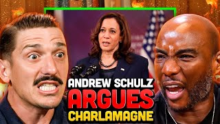 Andrew Schulz ARGUES Charlamagne On Kamala Harris CHANCES At Becoming The President [upl. by Anayi718]