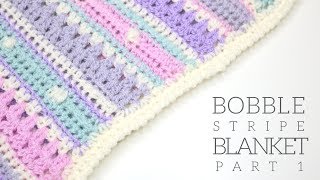 CROCHET Bobble Stripe Blanket Part 1  Bella Coco [upl. by Shama]