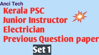 Junior Instructor Electrician Set 1 Previous Question paper [upl. by Ayk835]