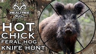 Hot Chick Feral Hog Knife Hunt [upl. by Navets736]