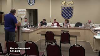 Tiverton Town Council Meeting  September 11 2023 [upl. by Talbott]