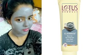 Lotus Herbals Claywhite Black Clay Skin Whitening Face Pack review and demo [upl. by Attirb]