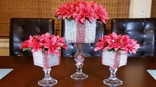 Glam Red and Silver Centerpiece  Xmas Decor [upl. by Laira]