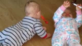 7 month old Twins 1st fight [upl. by Coates]