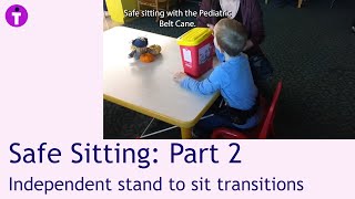 Safe sitting Part 2 transition from standing to sitting in a chair wearing a Belt Cane [upl. by Banerjee]