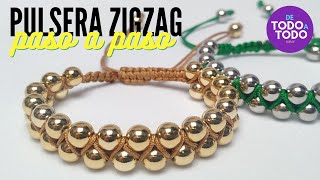 Cómo hacer una pulsera en ZIGZAG con balines o piedras [upl. by Trant920]