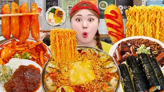 MUKBANG 하이유의 떡볶이 라면 김밥 분식집 먹방🍜 Spicy Teokbokki amp Noodles amp Gimbap Eating Sound  HIU 하이유 [upl. by Grantham272]