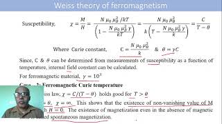 6 Weiss theory of ferromagnetism [upl. by Onimixam]