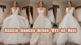 Azazie Wedding Dress Try On Haul amp Review [upl. by Rednave]