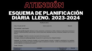 ESQUEMA DE PLANIFICACIÓN DIARIA LLENO 2023 2024 [upl. by Berlin]