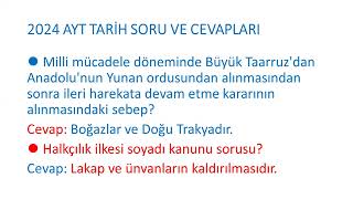 2024 AYT TARİH SORU VE CEVAPLARI [upl. by Elder585]