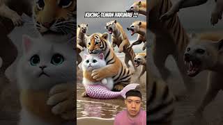 Kucing teman harimau animals tiger cat cartoon funny catvideos ai aicat cats [upl. by Ailelc581]