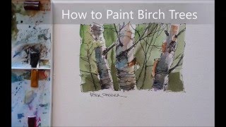 Line and Wash Birch Trees Watercolor Demonstration Quick and Simple [upl. by Genisia]