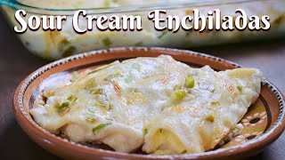 SOUR CREAM CHICKEN ENCHILADAS WITH HATCH GREEN CHILE Delicious Recipe Youll Make Again and Again [upl. by Akimik787]