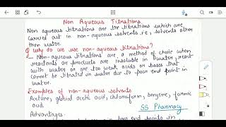 Non Aqueous Titration  Non aqueous Solvents  Pharmaceutical Analysis bpharmacynotes sem1 [upl. by Ayotyal]