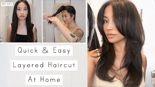 Quick amp Easy Layered Haircut At Home [upl. by Ecinhoj947]