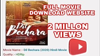 Dil bechara full movie sushant singh rajput 2020 in hindi  Shushant singh rajput last movie Full HD [upl. by Hak]