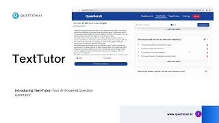Text to Question  Ques Generator  Summary  Quiz  Test Paper  AI [upl. by Oluap682]