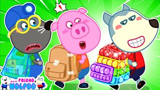 Back to School and Lesson about Sharing 🏁 Lets Play Pop It with Wolfoo and Friends  Kids Videos [upl. by Orravan]