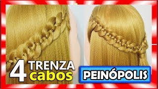 Trenzas de 4 cabos para Cabello Largo  Peinados FACILES y RAPIDOS [upl. by Drageruaeb]