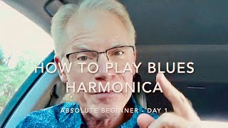 How To Play Blues Harmonica – Absolute Beginner  Day 1 [upl. by Ronyar]