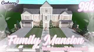 Bloxburg  Suburban Family Mansion No Advanced Placement 98k  Speed Build [upl. by Mellitz]