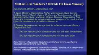 Windows 7 Bccode 116 Error Fix [upl. by Annahpos]