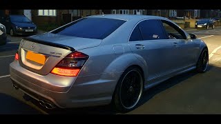 Mercedes S65 AMG V12 BITURBO cold start straight pipe resenator removed LOUD [upl. by Loats]