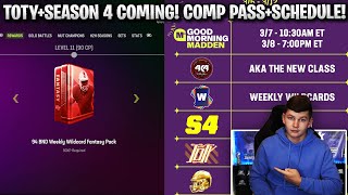 TOTY AND SEASON 4 COMING COMP PASS AND CONTENT SCHEDULE REVEALED  MADDEN 23 ULTIMATE TEAM [upl. by August]