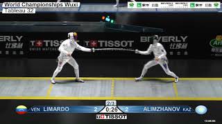 2018 242 T32 06 M E Individual Wuxi World Championships YELLOW ALIMZHANOV KAZ vs LIMARDO GASCON VEN [upl. by Kavanaugh]