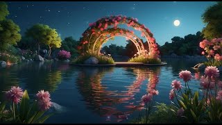 Spring Night Lake Ambience  Soothing Water Sounds Crickets Sounds  Water Sounds For Stress Relief [upl. by Ire228]