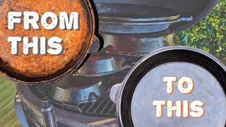 How To Season Rusty Cast Iron  Refurbishing rusty cast Iron on Kamado Grill  Episode 9 [upl. by Rudie]