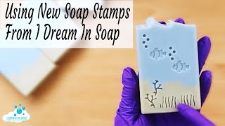 Making easy and fun cold process soap designs with NEW soap stamps from I Dream In Soap [upl. by Fanni]