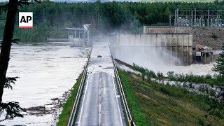 Dam in Norway partially bursts due to floods [upl. by Borg]