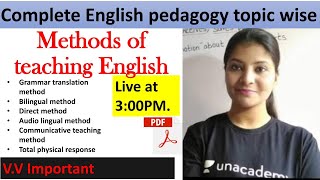 Methods of Teaching English  English PedagogyCTET2020 [upl. by Stuckey]