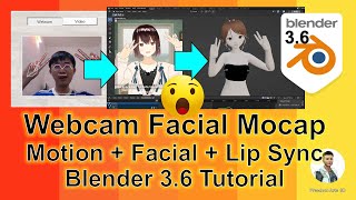 Webcam Facial Mocap  Lip Sync  Facial  Motion  Blender 36  Webcam Motion Capture  Tutorial [upl. by Nilya]