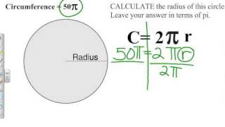 Calculating Radius given circumfernce in terms of pi [upl. by Payton]