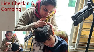 My Sons Nits Checking amp Combing in Foggy Weather ASMR Pakistan [upl. by Egag]