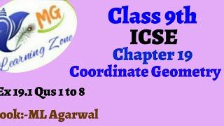 Class 9th ICSE Math Ch 19 Coordinate Geometry Ex 191 Qus 1 to 8 [upl. by Olegnalehcim]