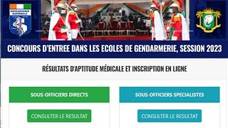 Concours DEntrée A La Gendarmerie 2023  Les Résultats Visite Médicale Disponibles  Inscription [upl. by Purpura]