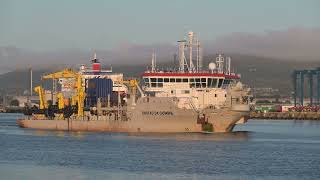 Dredger Tristão Da Cunha leaving Belfast Harbour on August 24th 2023 [upl. by Anirbys]