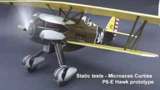 Microaces Curtiss P6E Hawk prototype static ground test [upl. by Aerdnua]