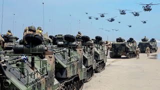 Thousand US Marines and Amphibious Vehicles Arrive in Poland [upl. by Narej]