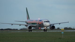 Special Livery Alitalia Airbus A320216 EIDSW TakeOff  Prag Airport Rwy 24 PRALKPR [upl. by Nohsauq]