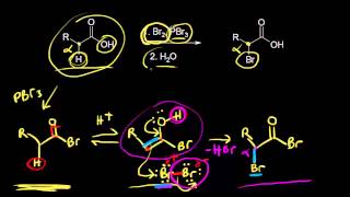 Alphasubstitution of carboxylic acids  Chemical Processes  MCAT  Khan Academy [upl. by Lindgren]