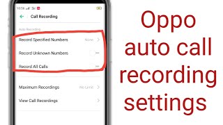 auto call recording settings in oppo phone  oppo call recording settings [upl. by Brana]