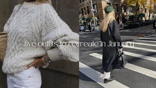 5 LOOKS TO WEAR ON REPEAT IN JANUARY 2024  EASY OUTFITS TO RECREATE  LOOKBOOK [upl. by Rochkind]