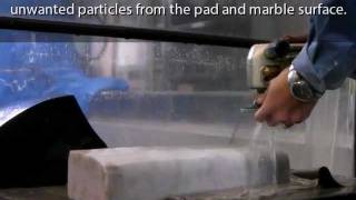 Marble polishing pads demo on curved Bianco Carrara [upl. by Eixor]