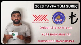 MÜJDE ÜNİVERSİTE KAYITLARI amp KYK YURT BAŞVURULARI amp BURSKREDİ BAŞVURUSU 2023 TAYFA TÜM SÜREÇ [upl. by Droffats]